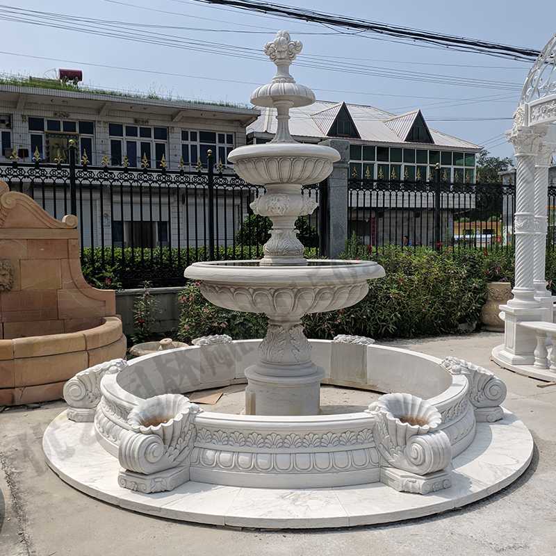 景觀噴泉定制，園林石雕噴泉，大理石噴泉