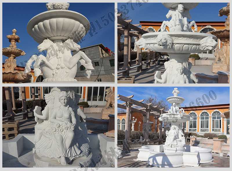 大理石噴泉，歐式人物動物噴泉，室外景觀噴泉定制