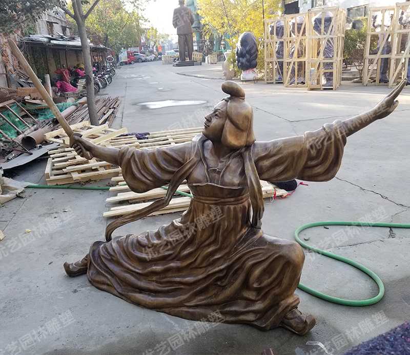 舞劍銅人物雕塑,古代銅人物雕塑